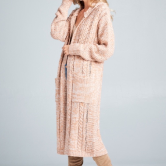 Duster Cardigan Sweater Coral Peach - Picture 1 of 10